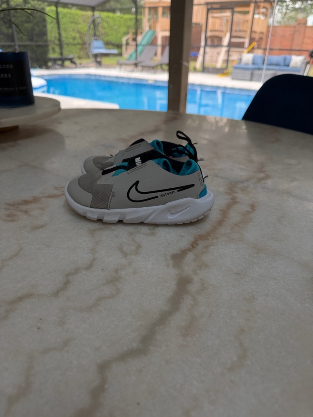 Nike Kids White & Teal Slip-On Sneakers